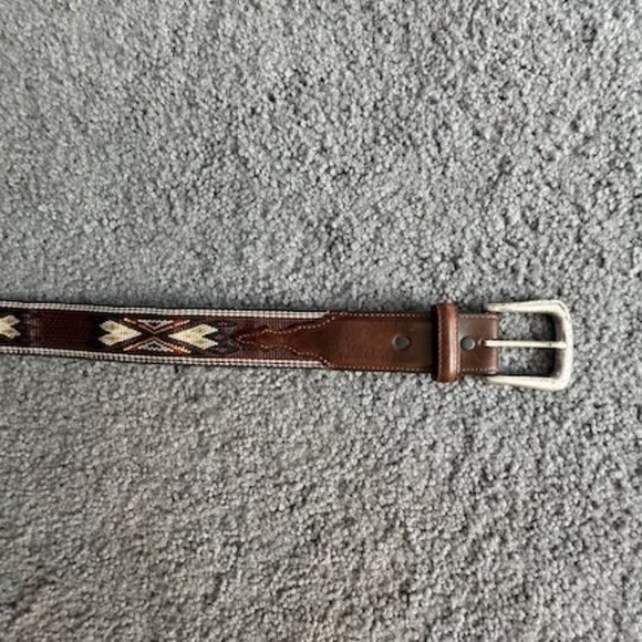 Tony Lama Vintage Belt Leather with Inlay Beaded Western Design - Size 38 - VGUC - Picture 8 of 10